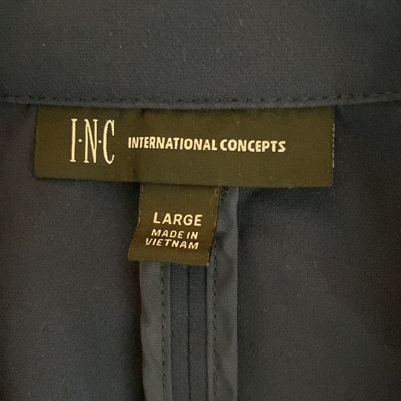 INC Women’s 3/4 Sleeve Menswear Blazer Navy Blue - Picture 9 of 16